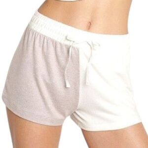 Z Supply Opposites Attract Shorts Lounge Women Large Bone Taupe Elastic Waist